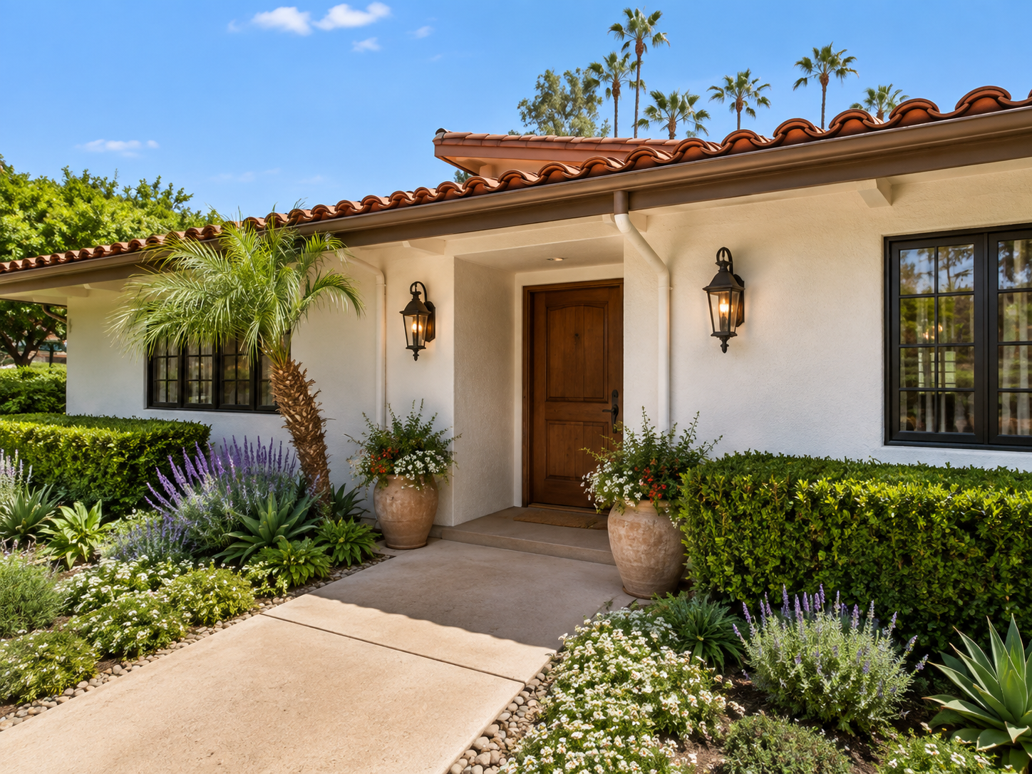 Spanish-style arrival and entry treatment concept