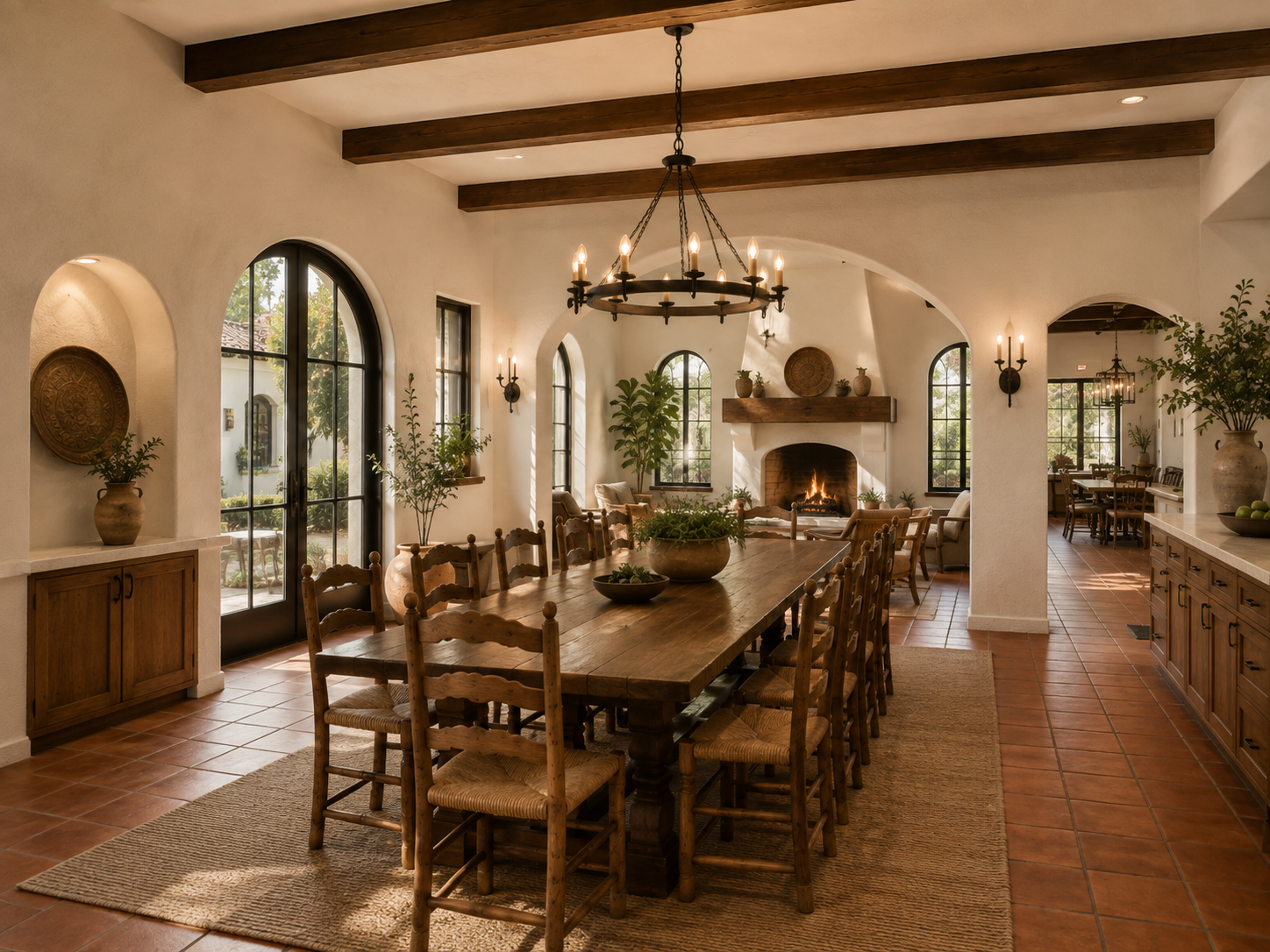 Spanish-style dining and gathering room concept